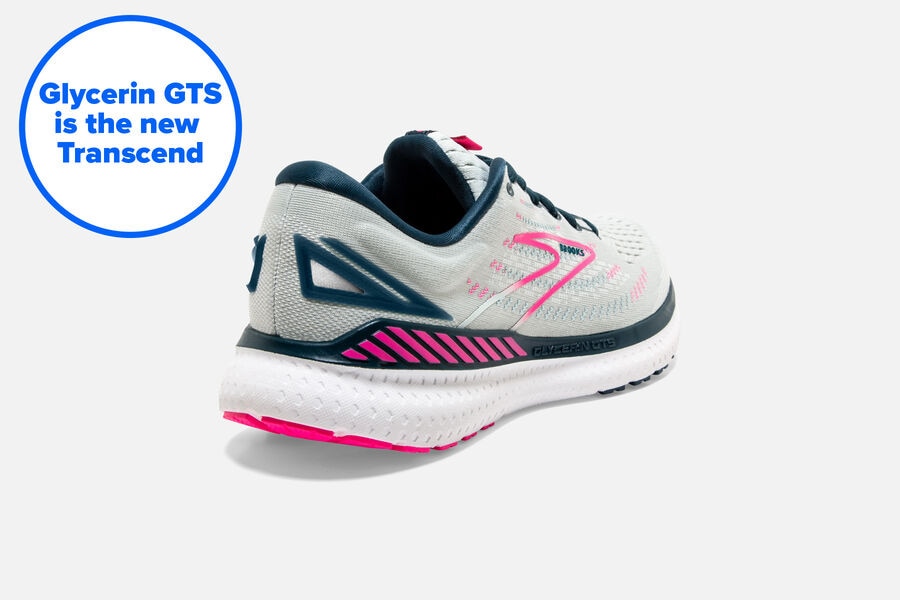 Glycerin GTS 19 Road Brooks Running Shoes NZ Womens - White/Pink - JAZQUP-102